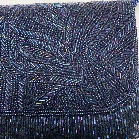 VINTAGE LA REGALE Navy Beaded Evening Bag - Picture 3 of 5